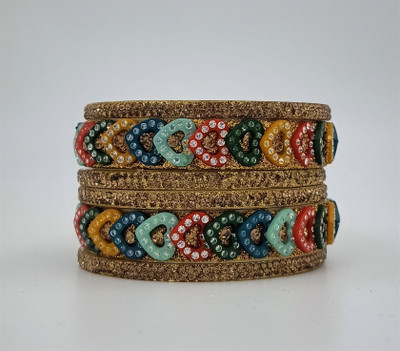 Rudra Plastic Diamond Bangle Set(Pack of 6)