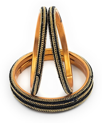 RAF dukan Metal Crystal Gold-plated Bangle Set(Pack of 4)