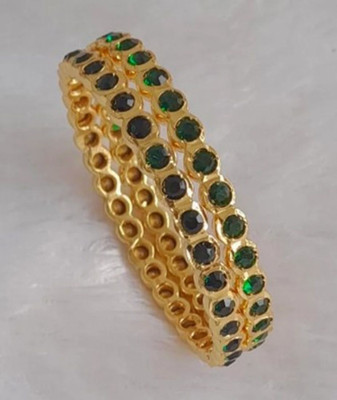 YahwehNissiYNBB Alloy Emerald Gold-plated Bangle(Pack of 2)