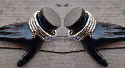 Ricious Brass Beads Silver Coated Bangle Set(Pack of 2)