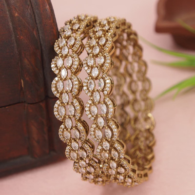 OrnaDzn Zevellery Brass Gold-plated Bangle(Pack of 2)
