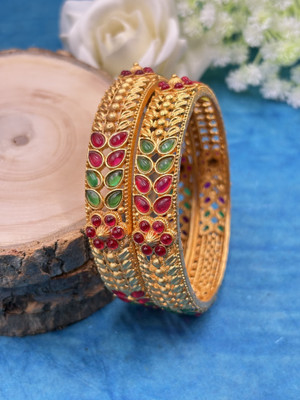 kewai Alloy Beads Gold-plated Bangle Set(Pack of 2)