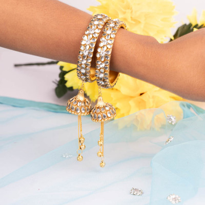 Mamon Creations Alloy Gold-plated Bangle Set(Pack of 2)