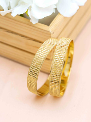 Zeraki Jewels Brass Gold-plated Bangle Set(Pack of 2)