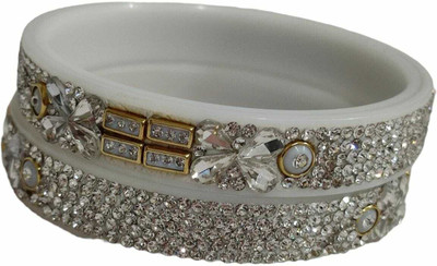 KAMAAKSHI FASHION COLLECTIONS Plastic Cubic Zirconia Bangle Set(Pack of 2)
