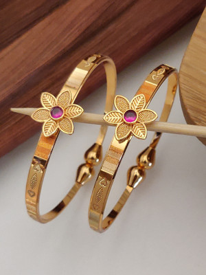 Shining Diva Metal Crystal Gold-plated Bangle Set(Pack of 2)