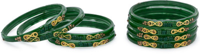 AFAST Glass Crystal Enamel Bangle Set(Pack of 8)