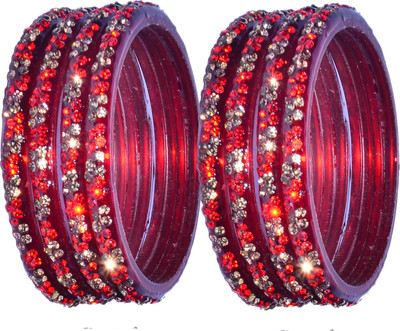 ishika Glass Beads, Zircon Bangle Set(Pack of 8)