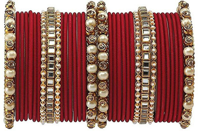 DONERIA Metal Pearl Bangle Set(Pack of 34)