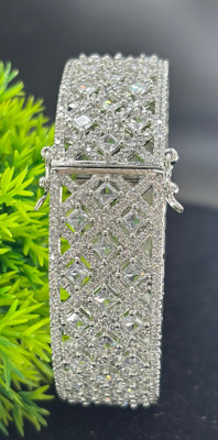 MTC Brass Cubic Zirconia Silver Coated Bangle Set