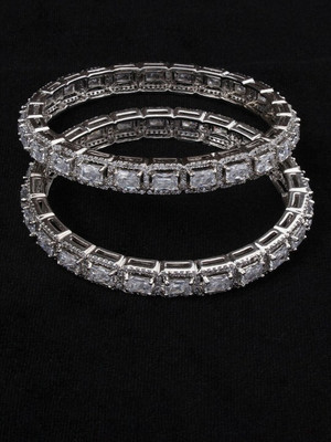 AyanAarsh Alloy Rhodium Bangle Set(Pack of 2)