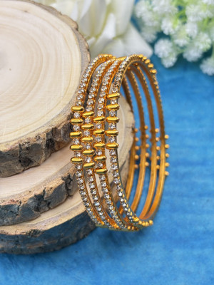 Kawai Brass Diamond Gold-plated Bangle Set(Pack of 4)