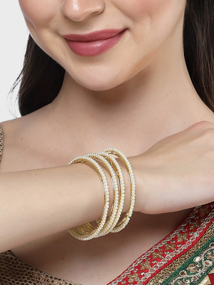 Karatcart Alloy Crystal Gold-plated Bangle Set(Pack of 4)