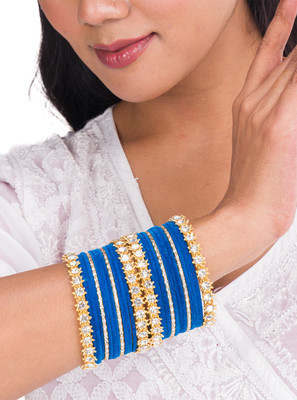 Mamon Creations Metal, Fabric, Alloy Crystal Gold-plated Bangle Set(Pack of 26)