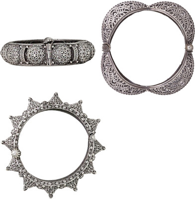 Teejh Alloy Silver Armlet Set(Pack of 3)