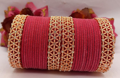 SSONLINEBAZAR Brass, Copper Cubic Zirconia Brass Bangle Set(Pack of 10)