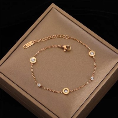 MYKI Stainless Steel Cubic Zirconia Copper Bracelet