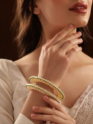RUBANS Brass Gold-plated Bangle Set(Pack of 2)