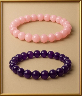 DIVINE SOUVENIRS Stone, Rose Quartz, Amethyst Crystal Bracelet(Pack of 2)