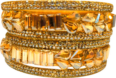 Kind Root Brass Crystal Brass Bangle Set(Pack of 6)