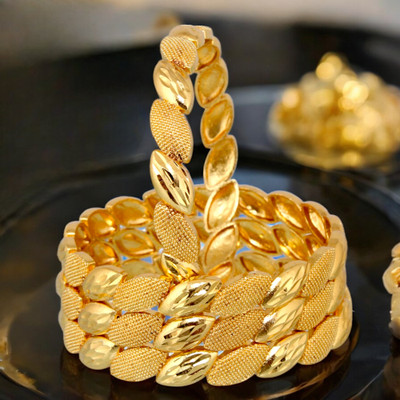 Lucky Jewellery Alloy Gold-plated Bangle Set(Pack of 4)