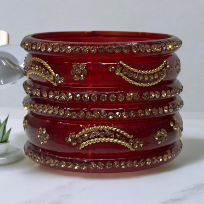priya kangan Glass Zircon Bangle Set(Pack of 6)
