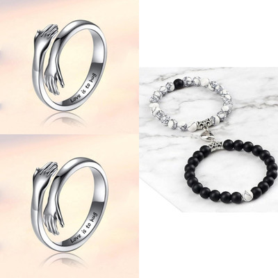 JS Enterprises Alloy, Stainless Steel Cubic Zirconia Silver Bracelet Set(Pack of 4)