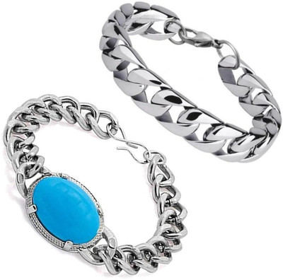 AGFashion Alloy Silver Bracelet(Pack of 2)
