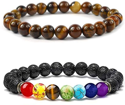 HEALINGGEMS Tiger's Eye, 7 Chakra Bracelet(Pack of 2)