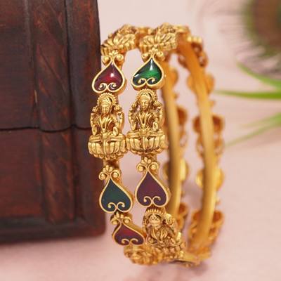 OrnaDzn Zevellery Brass Gold-plated Bangle(Pack of 2)