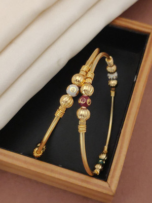 Shiv Enterprise Metal Cubic Zirconia Gold-plated Bangle Set(Pack of 2)
