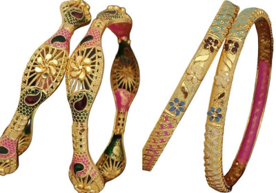 NirjaFAshion Brass Gold-plated Bracelet(Pack of 2)
