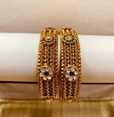 DONERIA Metal Zircon Bangle Set(Pack of 2)