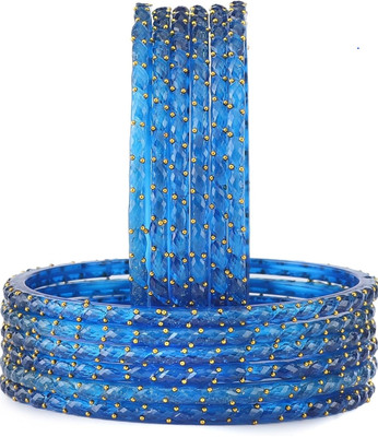 BUSINESS EMPIRE Glass Cubic Zirconia Bangle Set(Pack of 10)