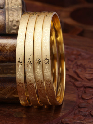 ZENEME Brass Gold-plated Bangle Set(Pack of 4)
