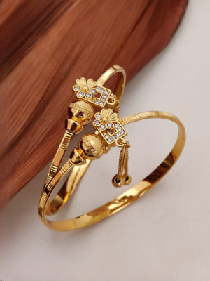 Khushi Fashion Alloy Cubic Zirconia Gold-plated Bracelet Set(Pack of 2)