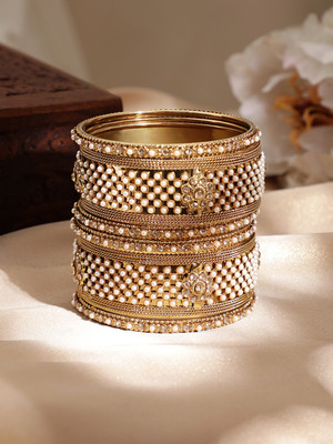 RUBANS Brass Gold-plated Bangle Set(Pack of 6)