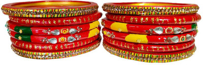 manka fashion Lac Crystal Bangle Set(Pack of 10)