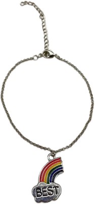 Digital Dress Room Brass Black Silver Bracelet(Pack of 2)
