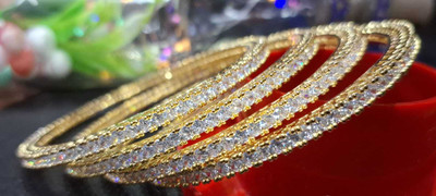 Vpm eco group Brass Cubic Zirconia Brass Bangle Set(Pack of 4)