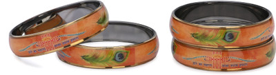 1st Time Glass Crystal Enamel Bangle Set(Pack of 4)