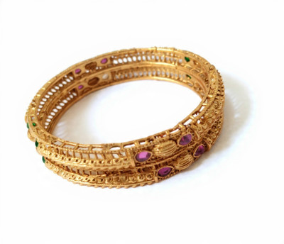 zxqs Brass Gold-plated Bangle Set(Pack of 2)