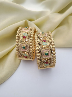 VEYTRI Brass Crystal Gold-plated Bangle Set(Pack of 2)
