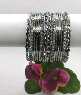 Shivarth Crystal, Alloy, Stainless Steel Cubic Zirconia Bangle Set