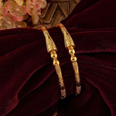 KENAYOSHA.COM Brass Gold-plated Bangle Set(Pack of 2)