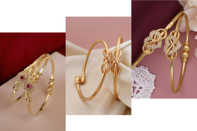 Hetshree Brass Diamond Gold-plated Bangle(Pack of 6)