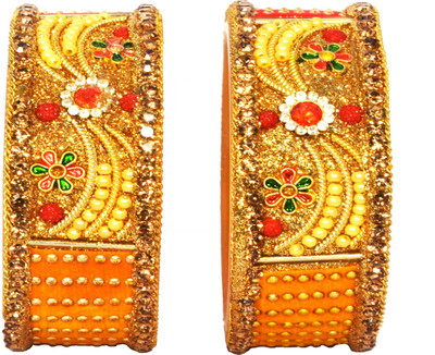 OJHA Plastic Beads, Zircon Gold-plated Kada(Pack of 2)