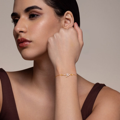 Kushal's Fashion Jewellery Sterling Silver Zircon Gold-plated Bracelet