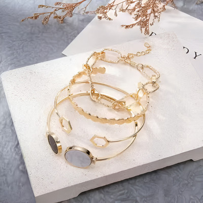 TVI Alloy Gold-plated Bracelet Set(Pack of 4)