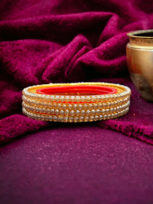 Antico Brass Pearl Gold-plated Bangle Set(Pack of 2)